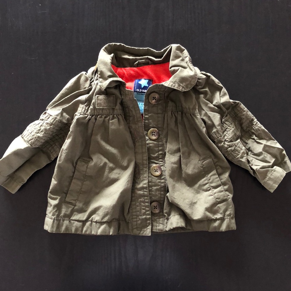 Olive green utility jacket Old Navy 6-12 mos